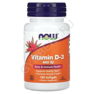 NOW Vitamin D3 400IU 180 капс, шт., арт. 1807053