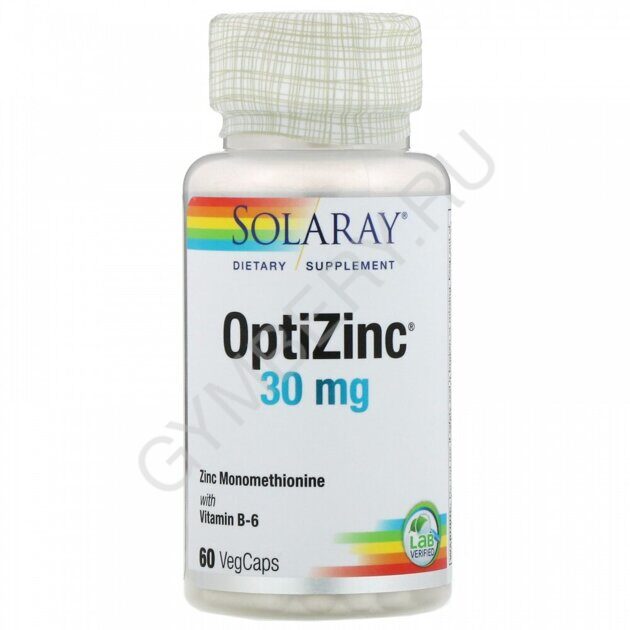 Solaray Opti Zinc 30мг + B6 60 капс шт., арт. 2607068