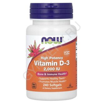 NOW Vitamin D3 2000IU 240 капс шт., арт. 1807023