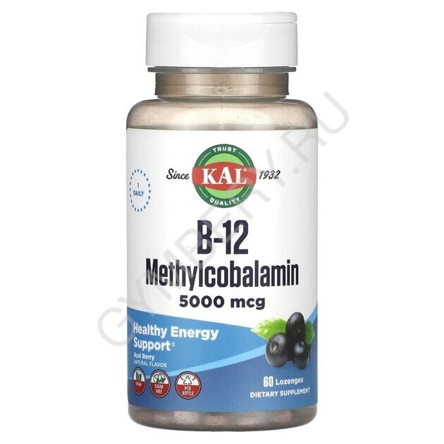 Kal B-12 Methylcobalamin 5000mcg 60ct Acai Berry, шт., арт. 2607101